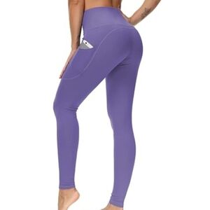 Thick High Waist Yoga Pants with Pockets Leggings Purple